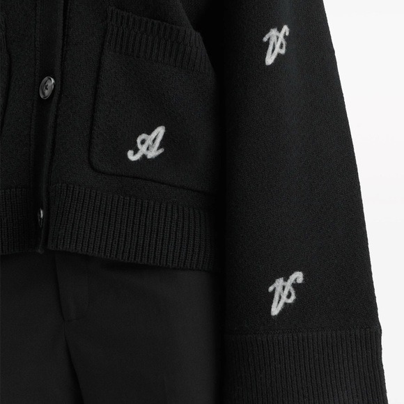Axel Arigato Black Cardigan with White Signature Embroidery - Picture 4 of 7